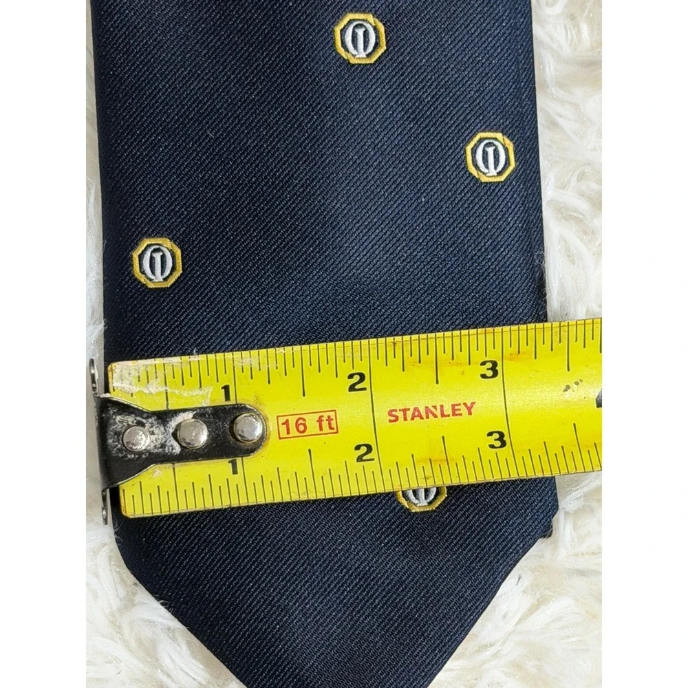 Frame Tie Navy Blue One Size Mens Geometric Logo Pattern Formal Accessory